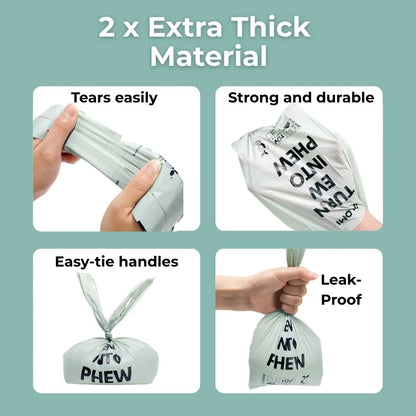 100% Compostable Poop Bags with Handles | 4 Rolls