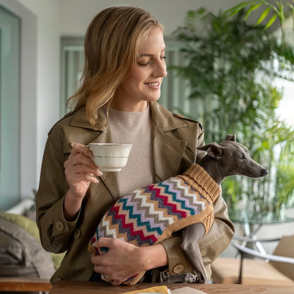 Camel Chevron Knit Alpaca Sweater