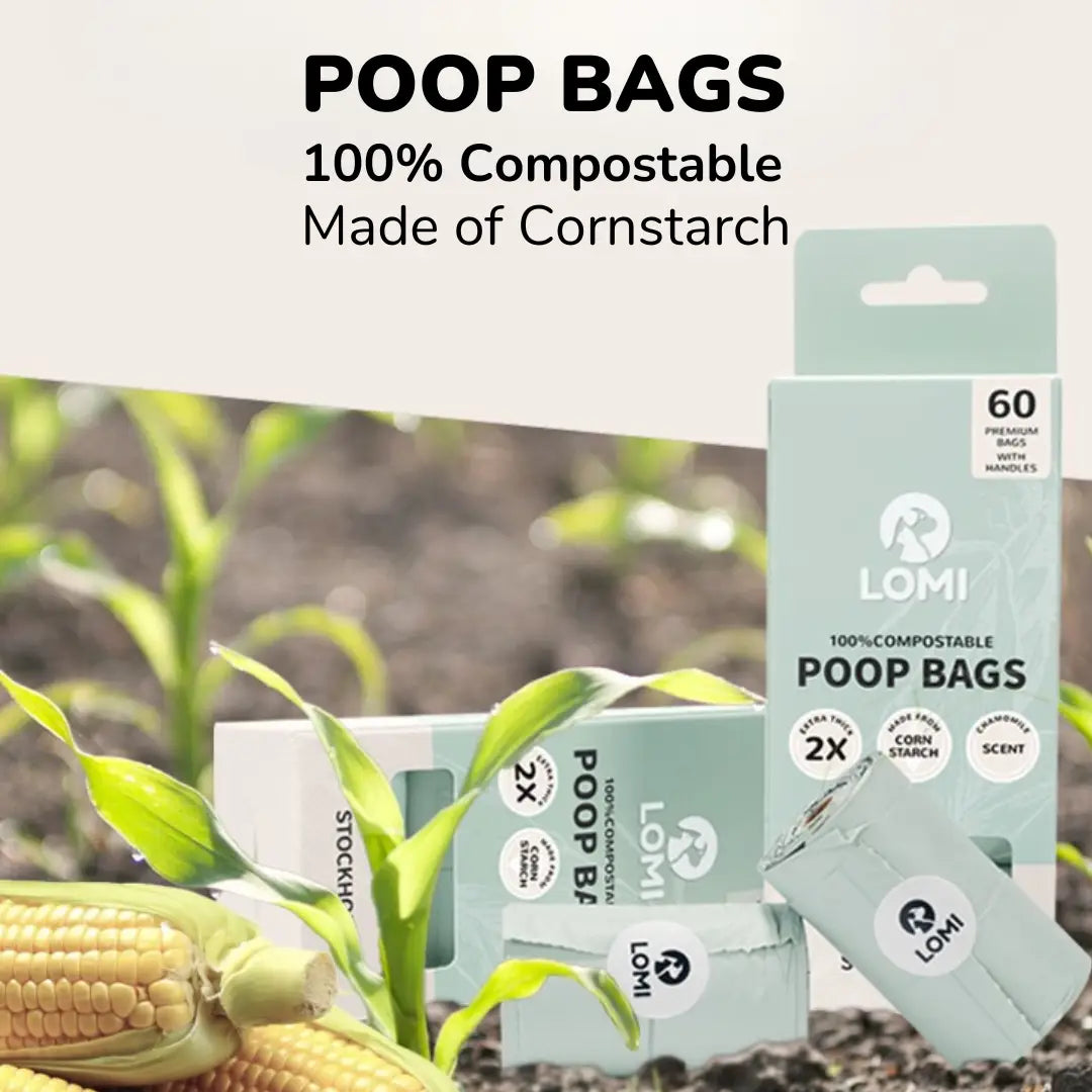 100% Compostable Poop Bags with Handles | 4 Rolls