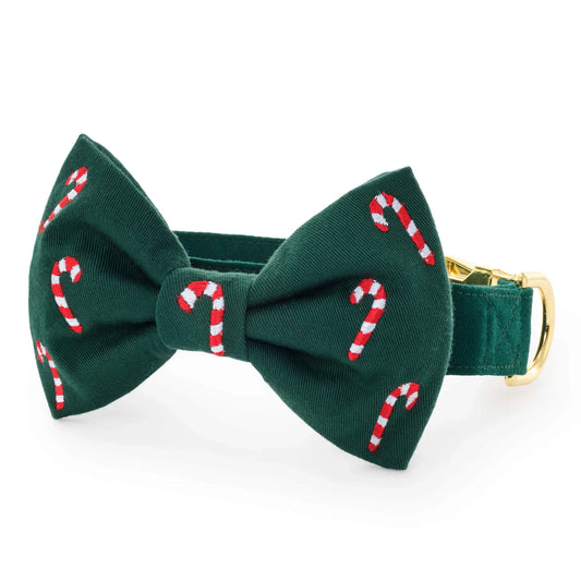 Candy Canes Embroidered Bow Tie Collar 1