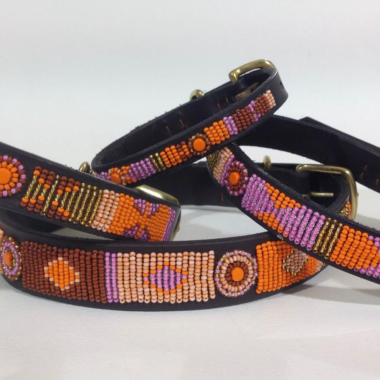 Beaded Dog Collar - Framboise