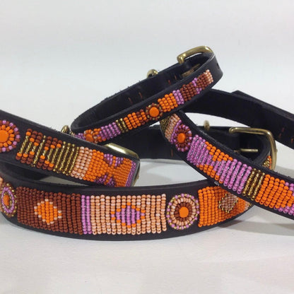 Beaded Dog Collar - Framboise