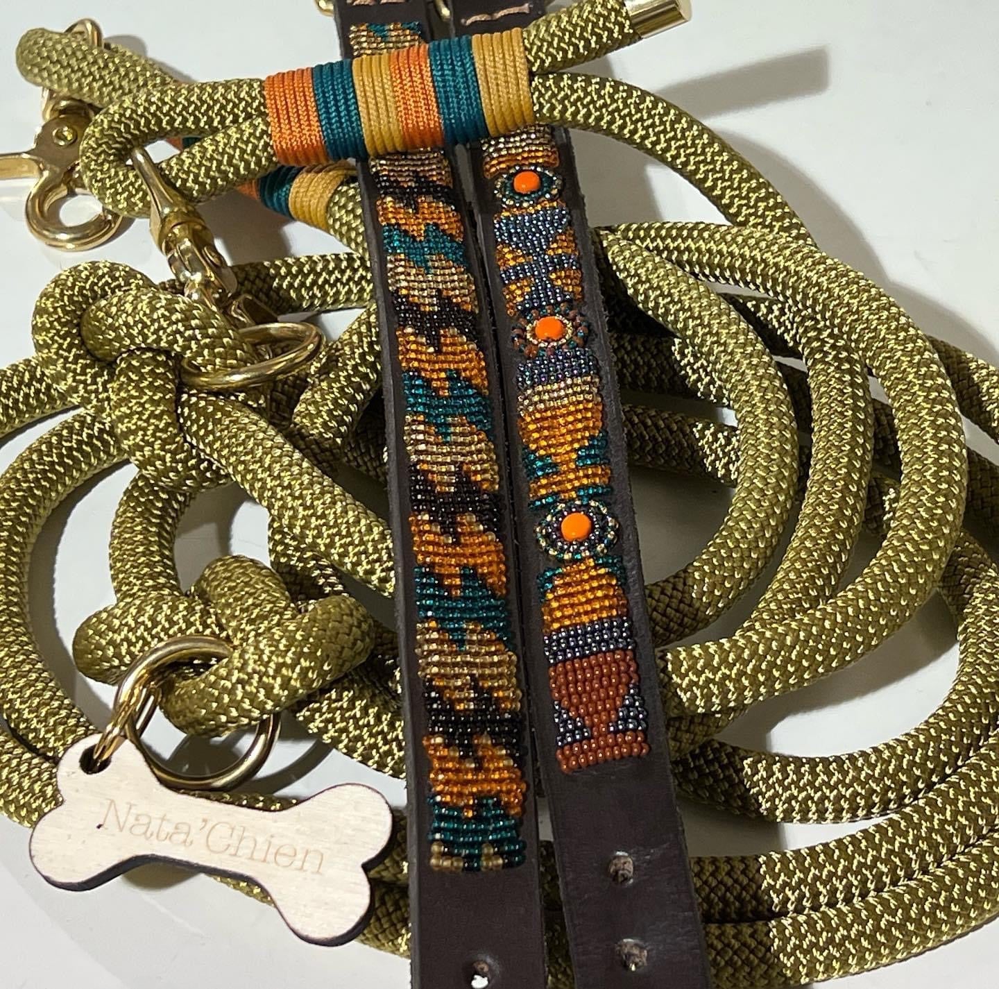 Beaded Dog Collar - Bolt