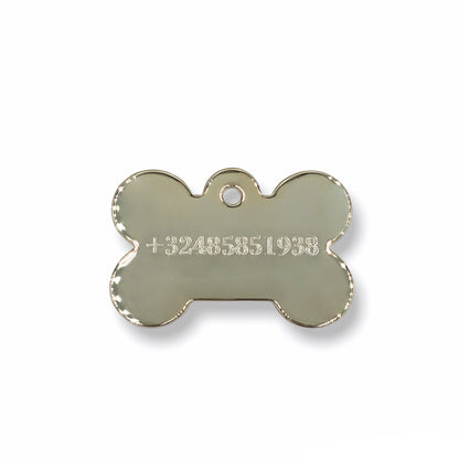 Bone Shaped Prestige Dog Tag - Silver