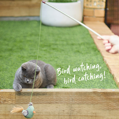 Eco-Friendly Fantail Bird Wand with catnip and recycled materials