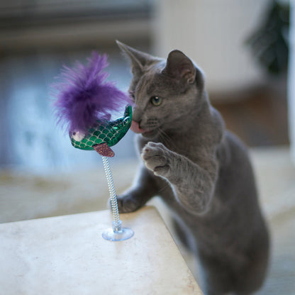 Bouncy Fish with catnip and spring suction cap