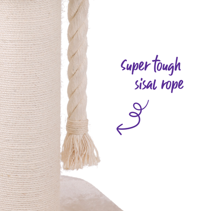 High Bed Cat Scratch Post - Cream Plush