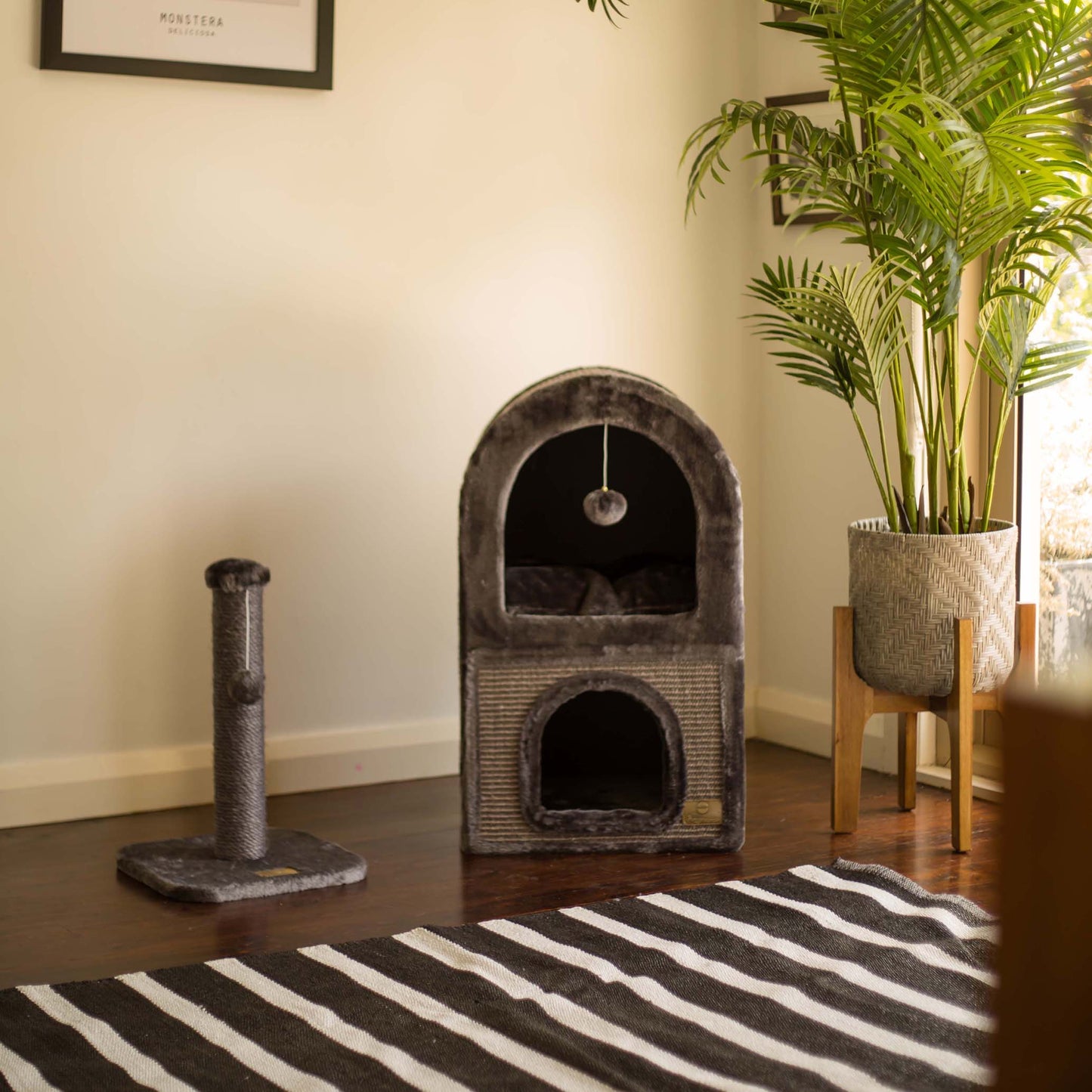 2 Chambers Cat Den - Charcoal