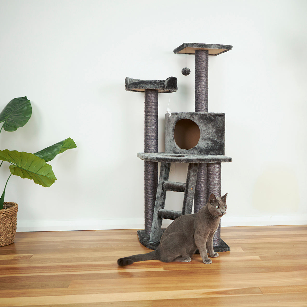 Corner 3 Level Cat Playground - Charcoal