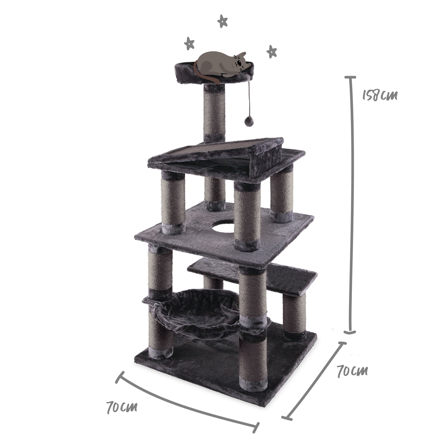 5 Level Cat Playground - Charcoal
