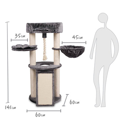 Kitty Scratch & Sleep Post - Cream & Charcoal