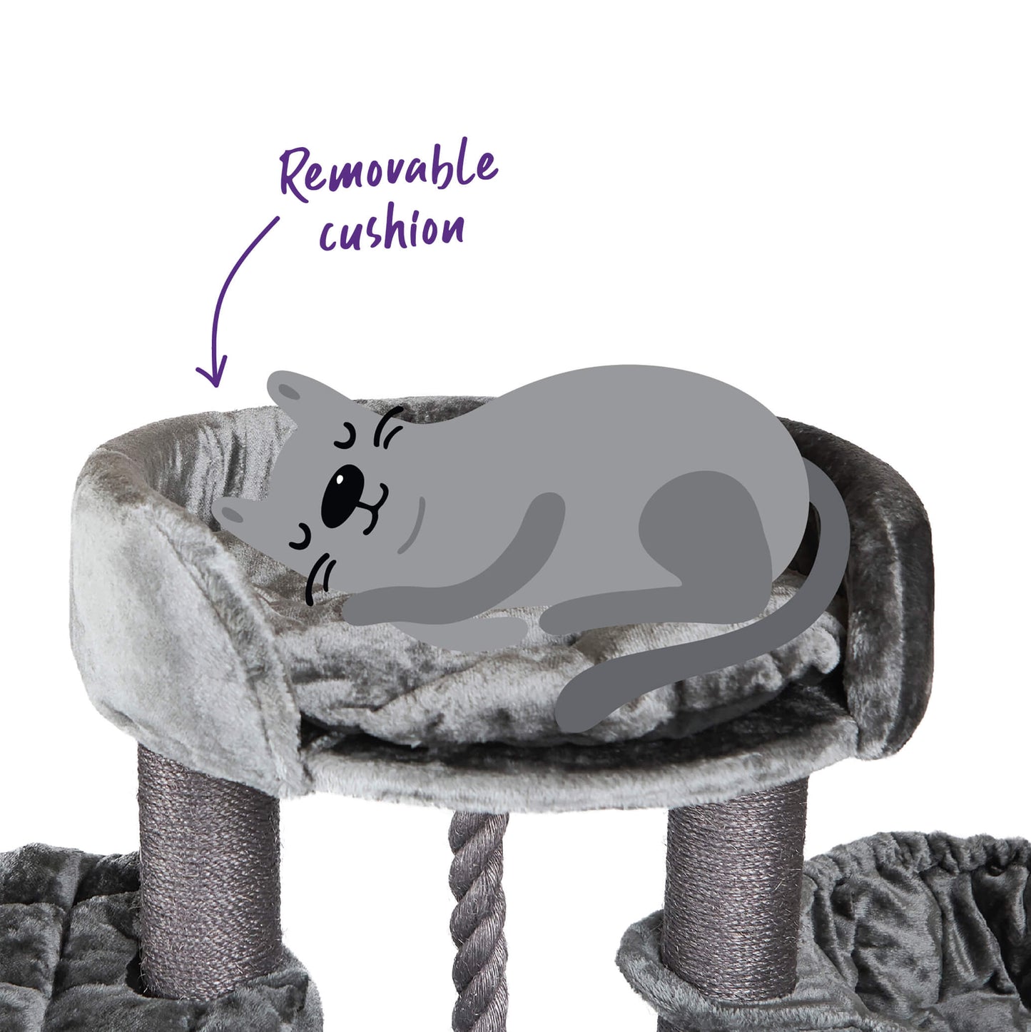 Kitty Scratch & Sleep Post - Charcoal