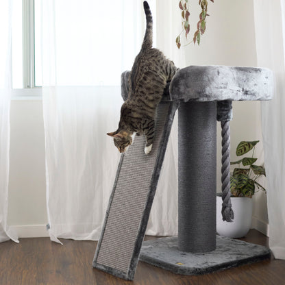 High Bed Cat Scratch Post with Ramp - Charcoal