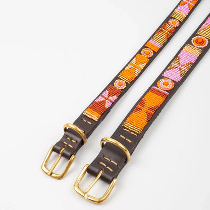 Beaded Dog Collar - Framboise