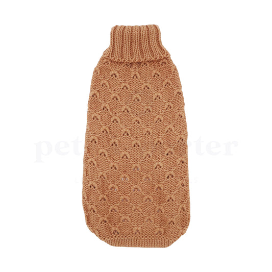 Camel Lattice Alpaca Sweater