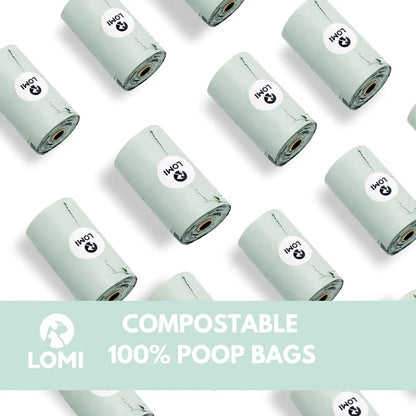 100% Compostable Poop Bags with Handles | 4 Rolls