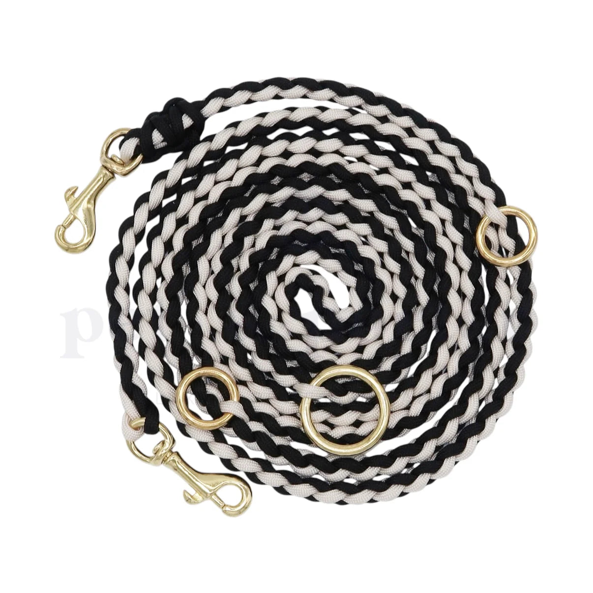 Adjustable Paracord Leash - Black/Cream