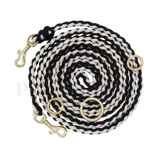 Adjustable Paracord Leash - Black/Cream