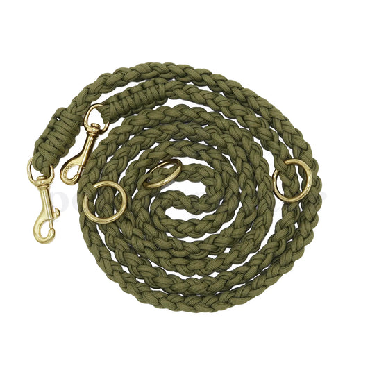 Adjustable Paracord Leash - Moss Green