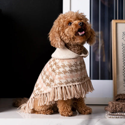 Soft Houndstooth Alpaca Poncho