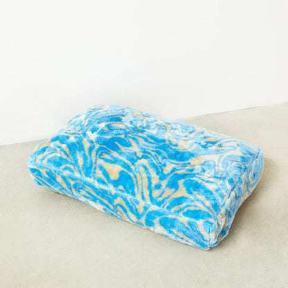 Swirl Fluffy Dog Bed - Blue/Beige