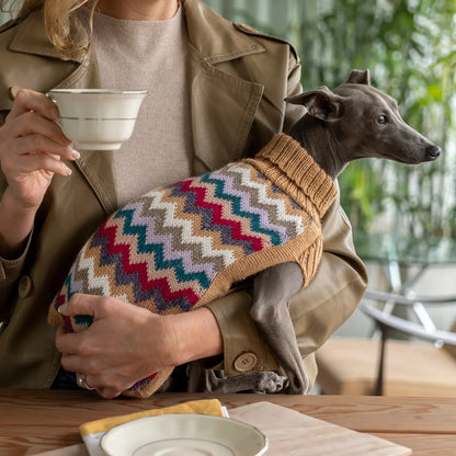 Camel Chevron Knit Alpaca Sweater