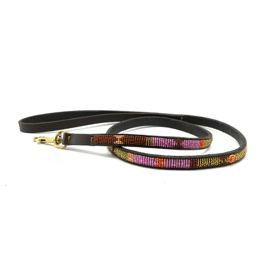 Beaded Dog Lead - Framboise