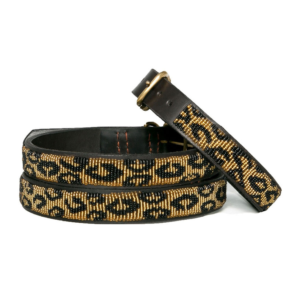 Beaded Dog Collar - Leopard