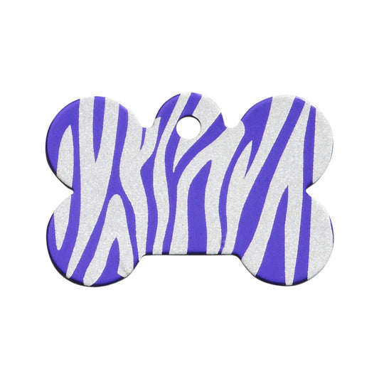 Bone Shaped Zebra Tag - Purple