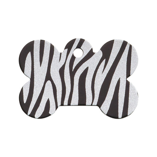 Bone Shaped Zebra Tag - Black